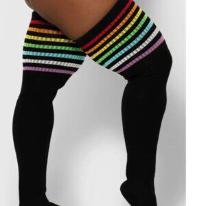 Thunda Thighs Thunda Tūbbies Thigh High Socks in Rainbow (Black)